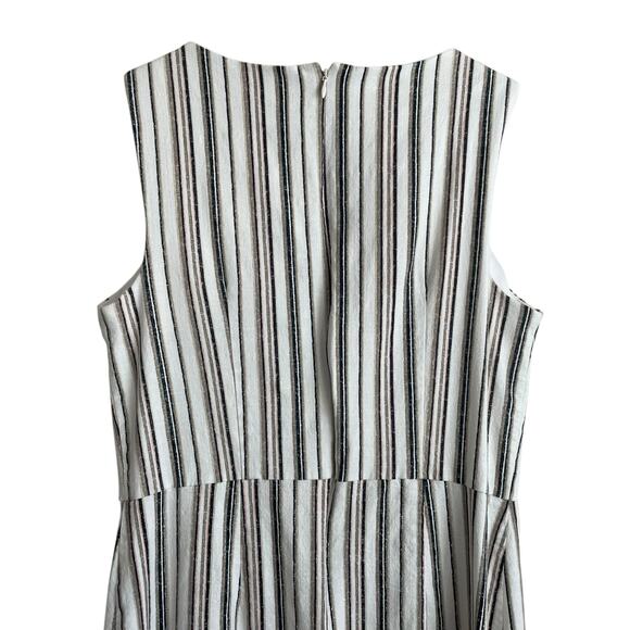 Apt 9 Women Shift Dress 14 Neutral Striped Linen Blend Coastal Office Travel - Picture 4 of 11